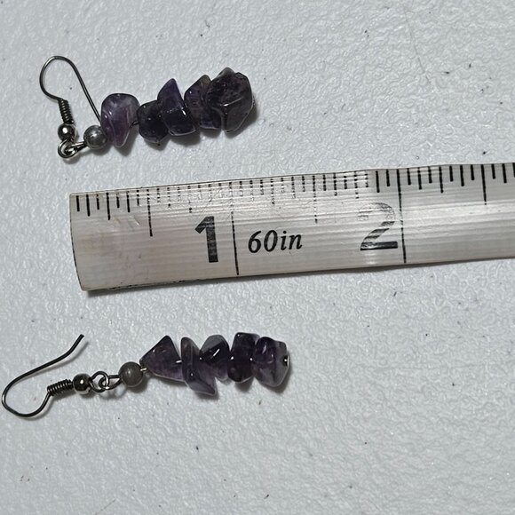 Amethyst Chip Bead Dangle Earrings Protection Health Love Purple Jewelry Women - Picture 4 of 4